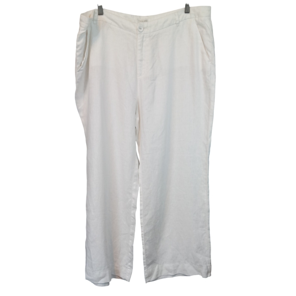 Garnet Hill Modern Linen Wide Leg Trouser Pants White Size 18 - Picture 6 of 15